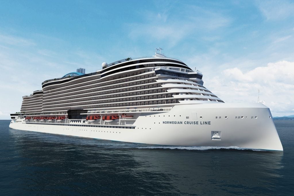 Rendering of a new ship on order for Norwegian Cruise Line.  Online travel company TripAdvisor debuted price-comparison search for cruise ship itineraries in the U.S. and UK, including for itineraries on Norwegian Cruise Line.