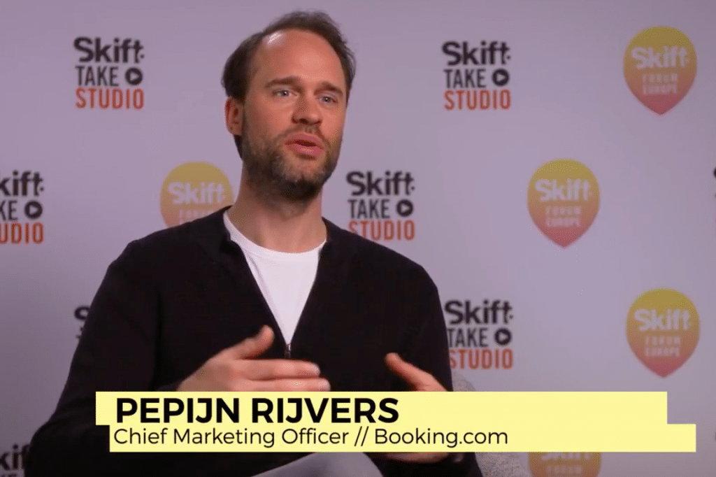 Booking.com CMO Pepijn Rijvers spoke in the Skift Take Studio.