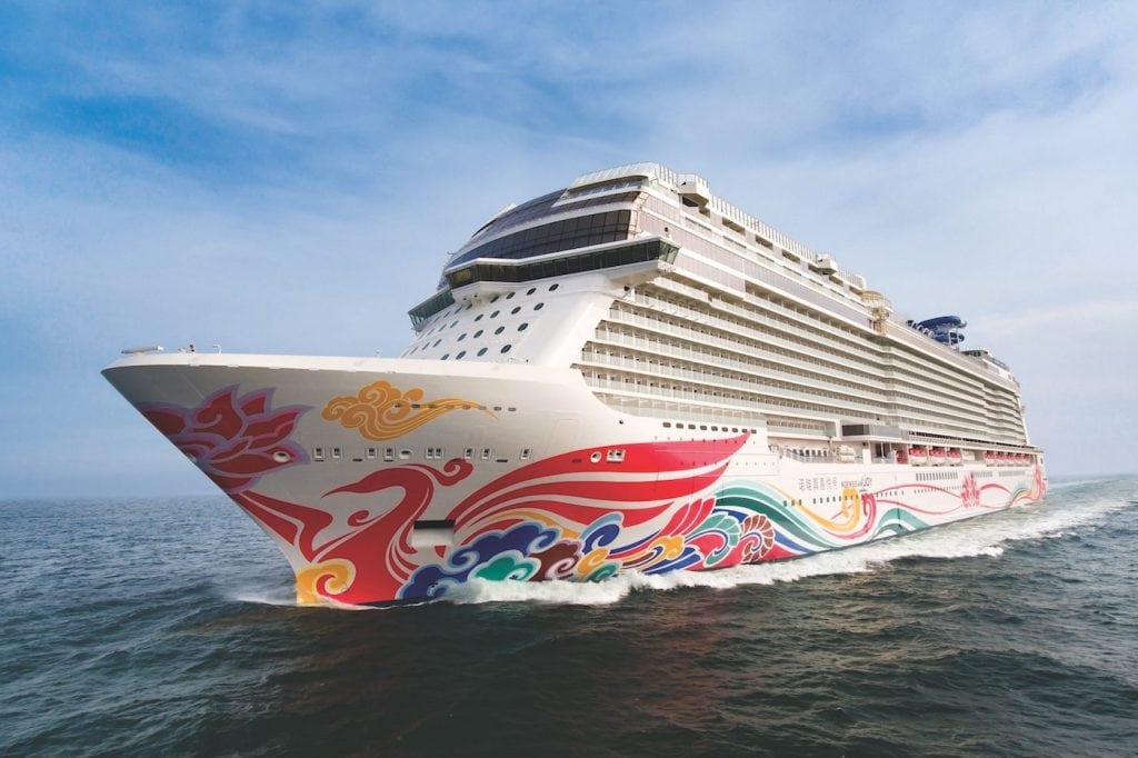 Norwegian Joy is shown in this promotional photo. The ship, which was built with a Chinese audience in mind, is being redeployed to North America.