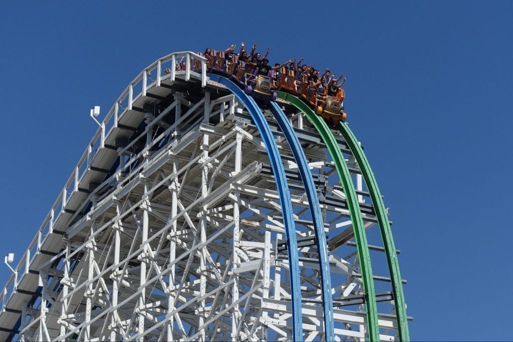 Twisted Colossus, a roller coaster at Six Flags Magic Mountain, is pictured. Six Flags Entertainment is launching a new loyalty program that rewards its members for visiting parks, making purchases, and even going on rides.