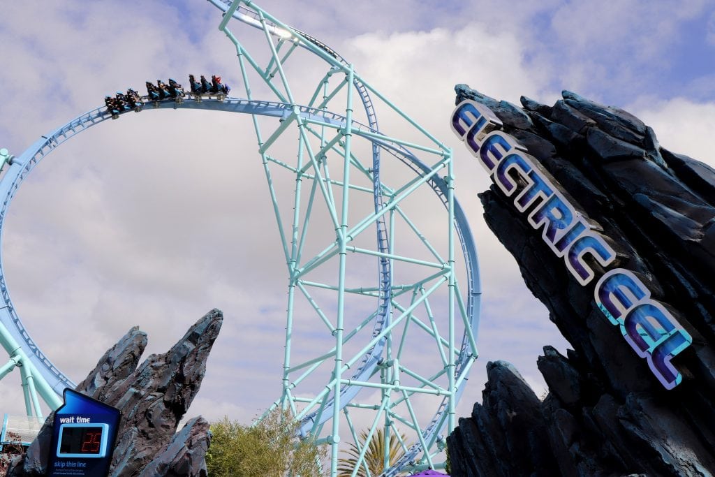 The Electric Eel roller coaster, which opened this year, is shown in a photo from May 2018. SeaWorld said its new rides helped drive an increase in attendance in the second quarter.