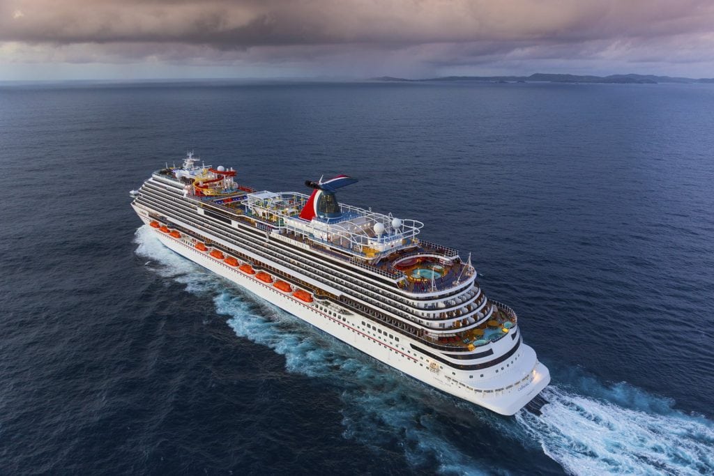 The Carnival Vista in St. Thomas is seen in this undated handout picture. The cruise company is not currently taking a position on vaccine passports. 