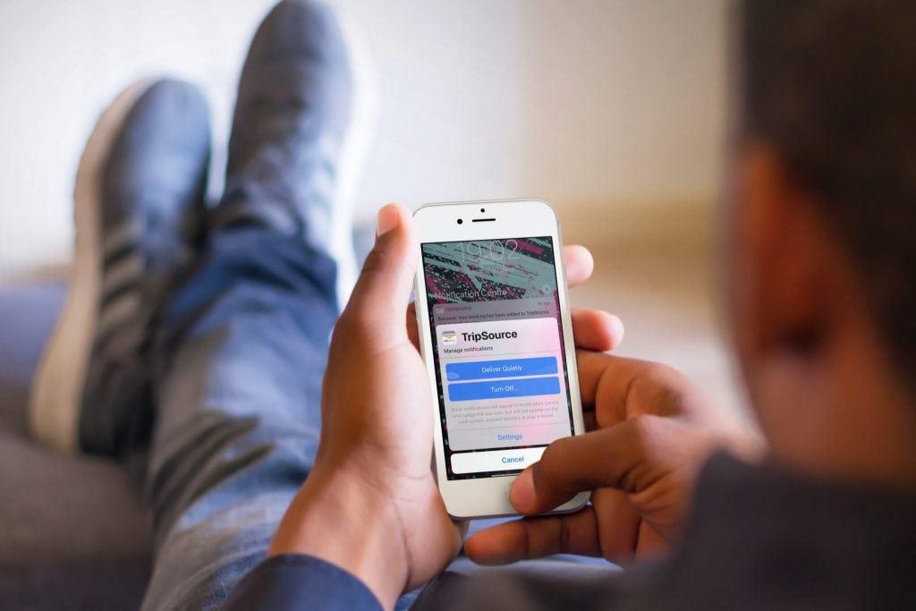 IOS 12 notifications tripsource skift mockup