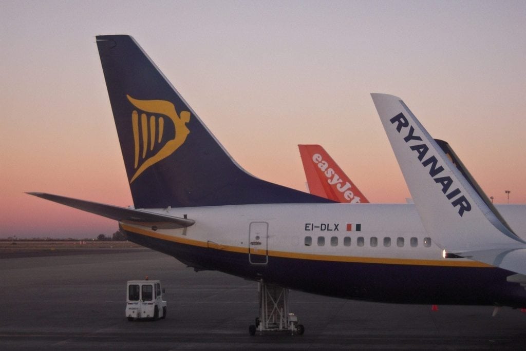 Ryanair and EasyJet aircraft. The two carriers are waiting for the UK to agree a Brexit aviation deal.