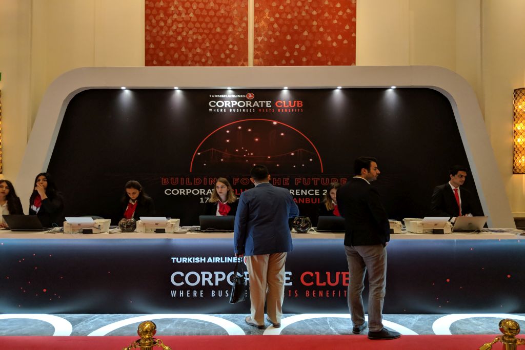 The check-in counter at the Turkish Airlines Corporate Club conference in Istanbul this week.