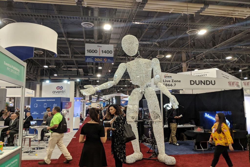 The trade show floor at IMEX America 2018 in Las Vegas. Meeting planners arguably face a period of unprecedented change.