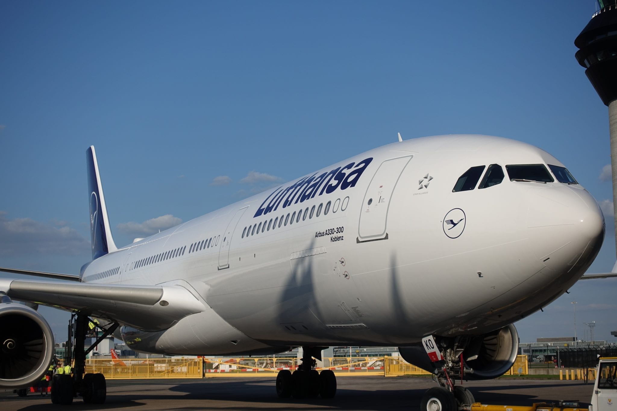 A Lufthansa A330. The carrier group reported a slight drop in profits.
