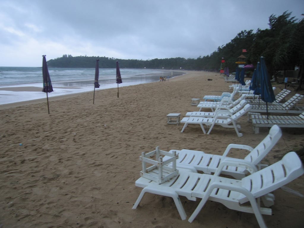 An empty beach like this one in Phuket in Thailand have become all too common and tourism numbers have dropped off.