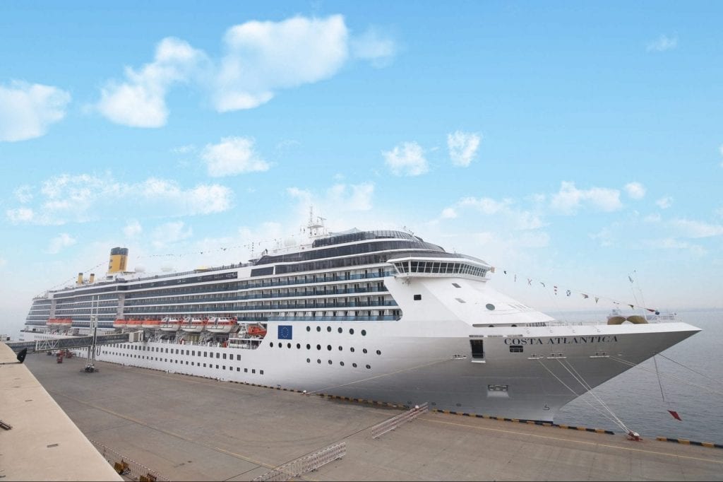 Costa Atlantica is shown in Tianjin, China. The ship will be transferred to a new joint venture, CSSC Carnival Cruise Shipping Limited, to sail in the market.