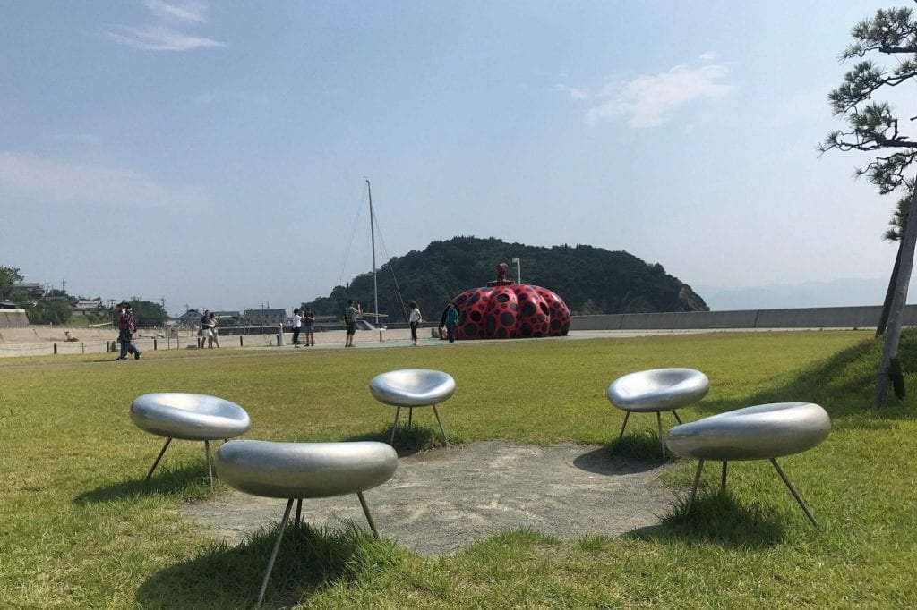 Yayoi Kusama’s "Red Pumpkin" is now part of the environment of Naoshima; a greeting upon arrival in Miyanoura.