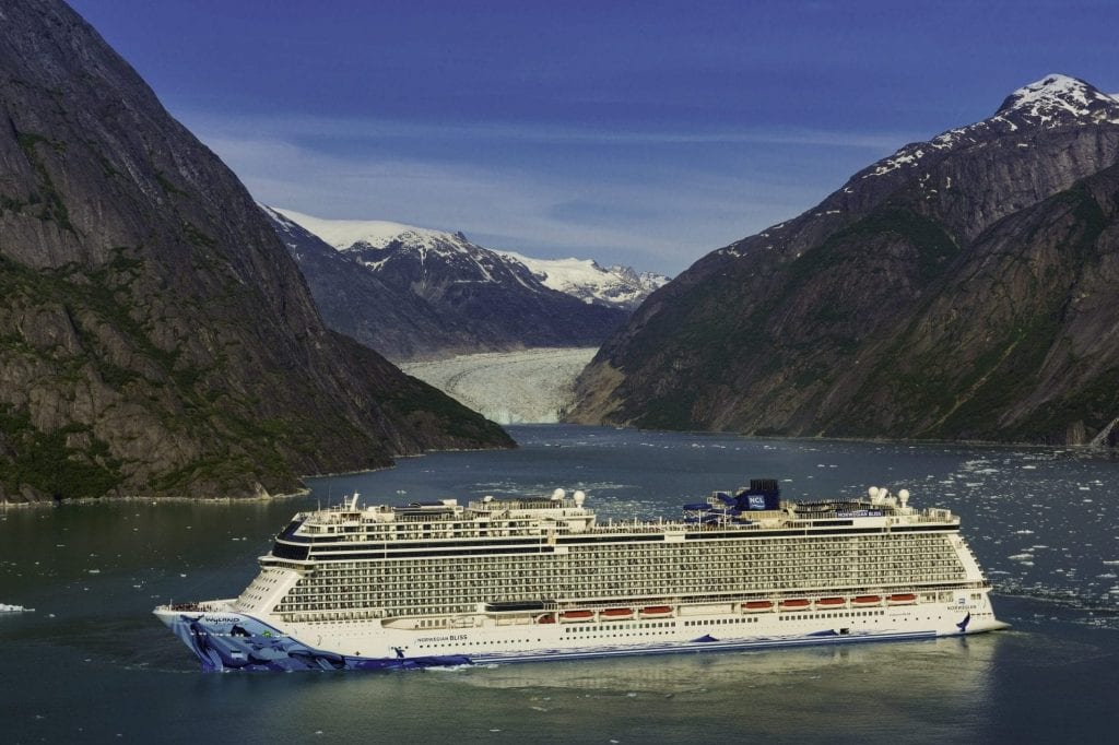 Norwegian Bliss is shown in Alaska's Endicott Arm. Parent company Norwegian Cruise Line Holdings reported quarterly earnings Thursday.