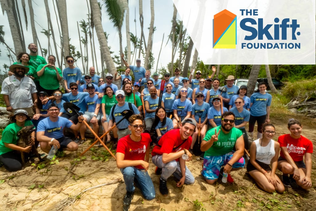Members of the Skift team (in the background) planted trees in the Punta Santiago Natural Reserve in Puerto Rico in summer 2018.
