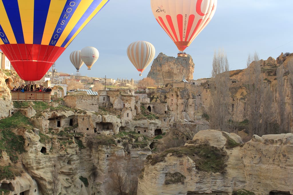 Turkey's tourism is coming back. Pictured are tourists on balloon rides in Cappadocia.