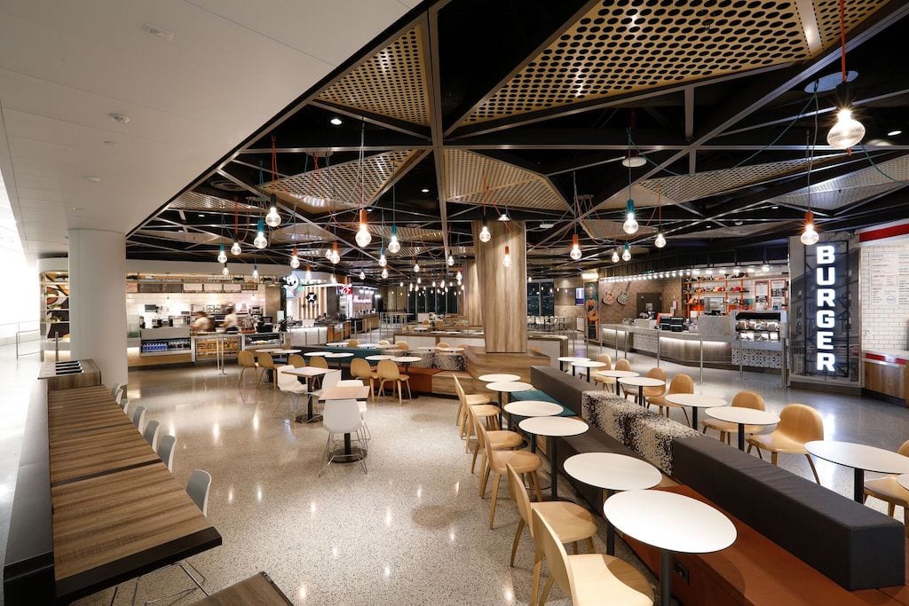 A food court at Southwest Airlines' newly renovated food court at Los Angeles International Airport.