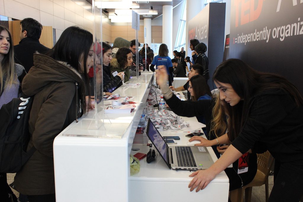 Registration at a TED event in Turkey.