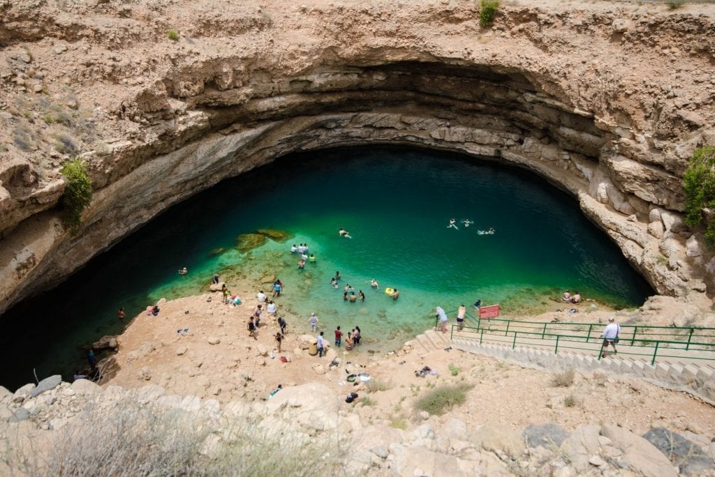 The Bimmah Sinkhole in Muscat, Oman is shown in this photo from April of 2018. International tourist arrivals grew 10 percent in the Middle East last year.