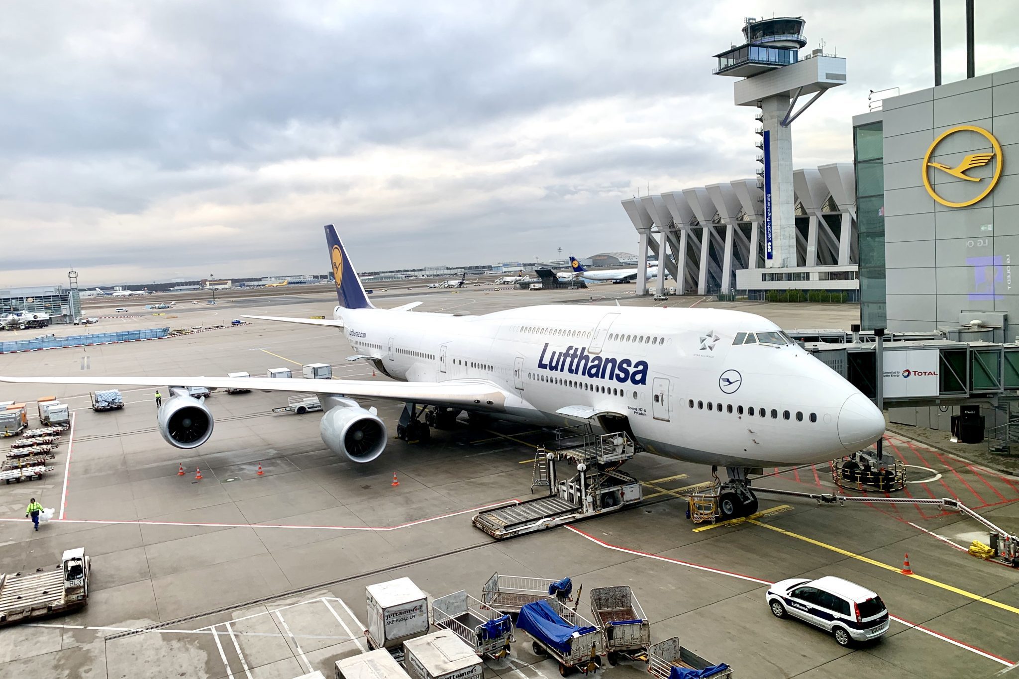 A Lufthansa plane at Frankfurt airport in Germany. 