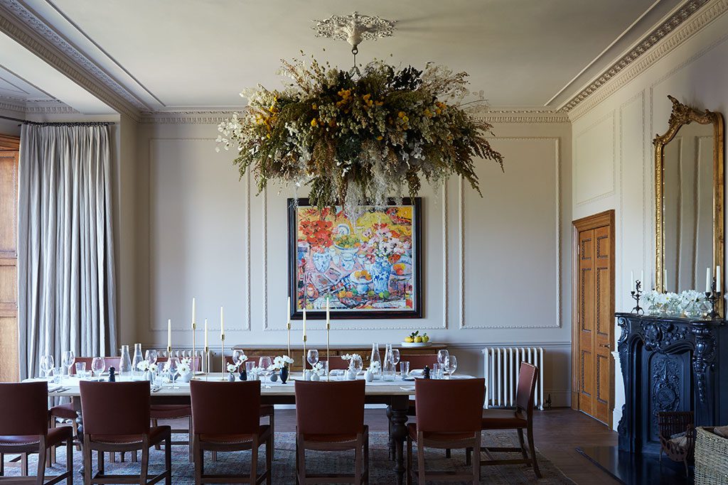 Inside the private dining room at the recently opened Heckfield Place. It is one of a number of properties to offer cultural talks and experiences.