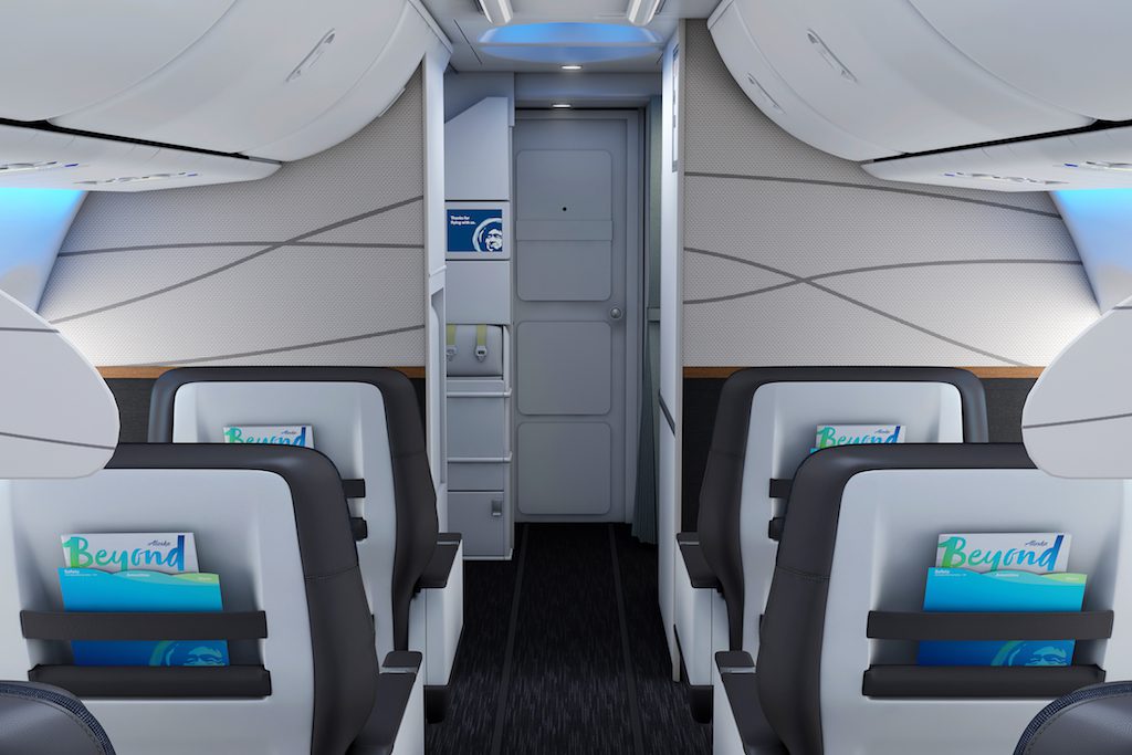 Jets once flown by Virgin America soon will get an upgrade to Alaska's new interior, shown above.