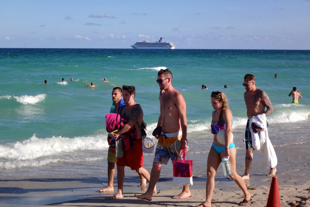 Miami Beach with cruise ship in background on Sept. 30, 2013. Visit Florida has a new CEO. 