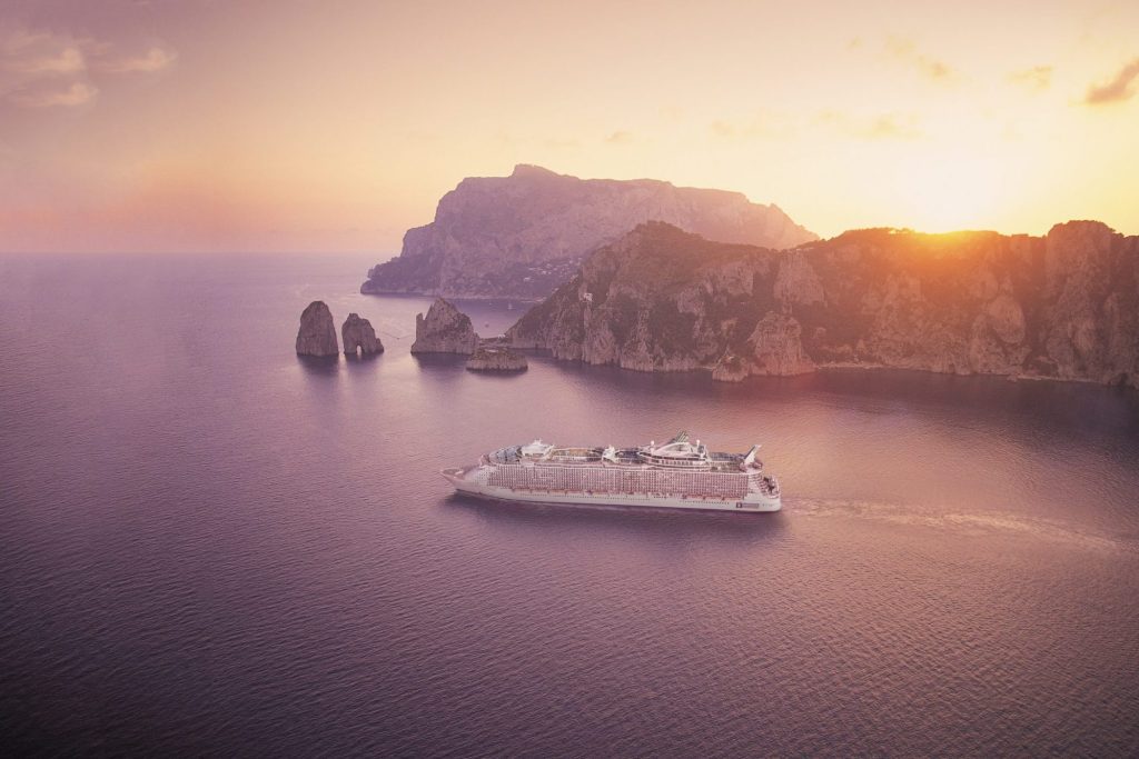 Allure of the Seas is shown off Capri in Italy in this promotional photo from Royal Caribbean International. Parent company Royal Caribbean Cruises said more Chinese passengers are taking cruises outside of China.