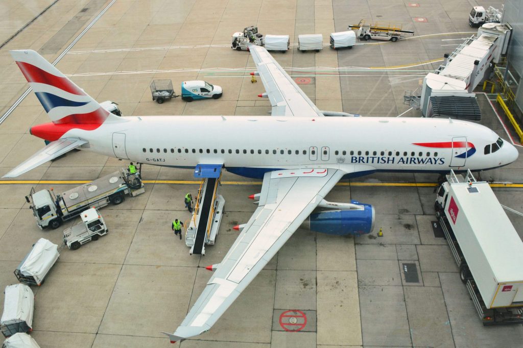 The British Airways Airbus A320 at London (Gatwick) airport.