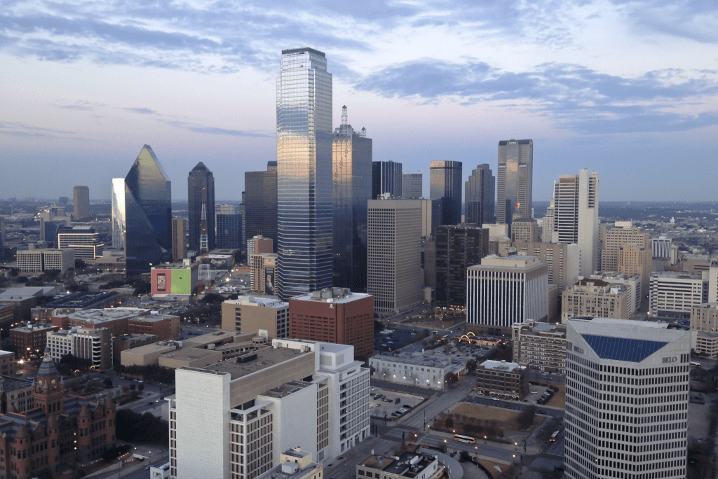 The Dallas skyline. The U.S. city broke into the top ten urban centers for high-net-worth individuals.