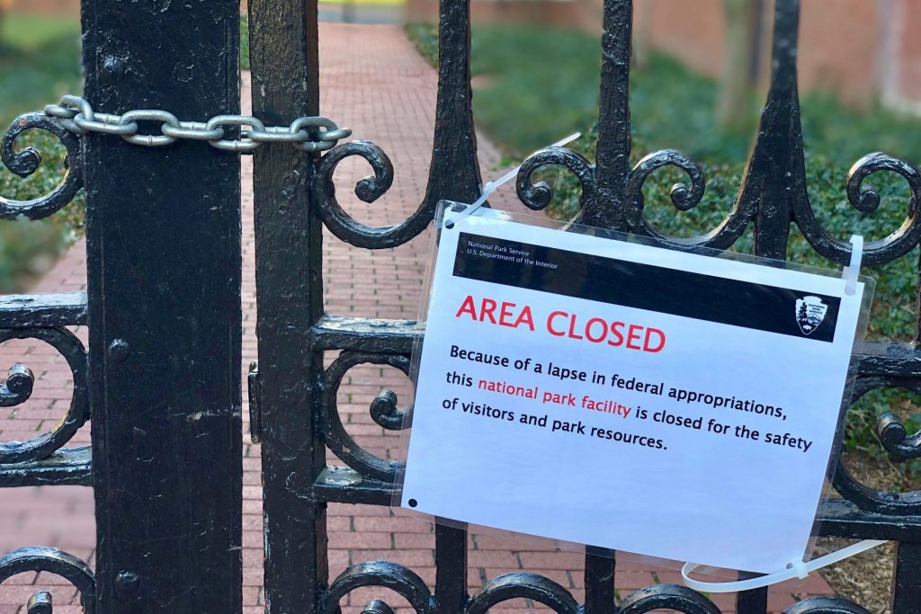 The 18th Century Garden, part of Independence National Historical Park in Philadelphia, is shown closed on Dec. 23 due to the government shutdown.