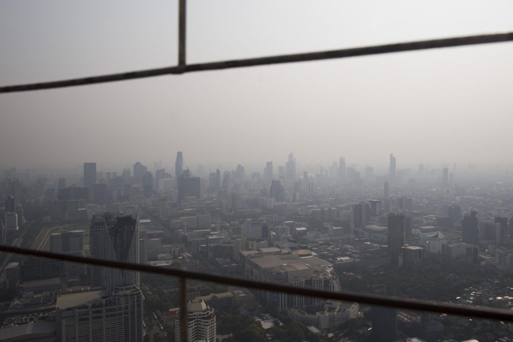 Pollution is threatening Bangkok's tourism industry — and the health of residents. This photo was taken in early 2018.