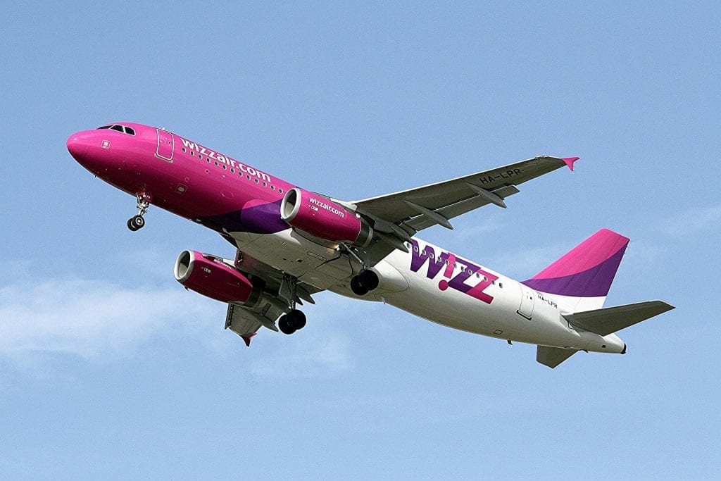 A Wizz Air aircraft. The carrier reported a fall in quarterly profit.