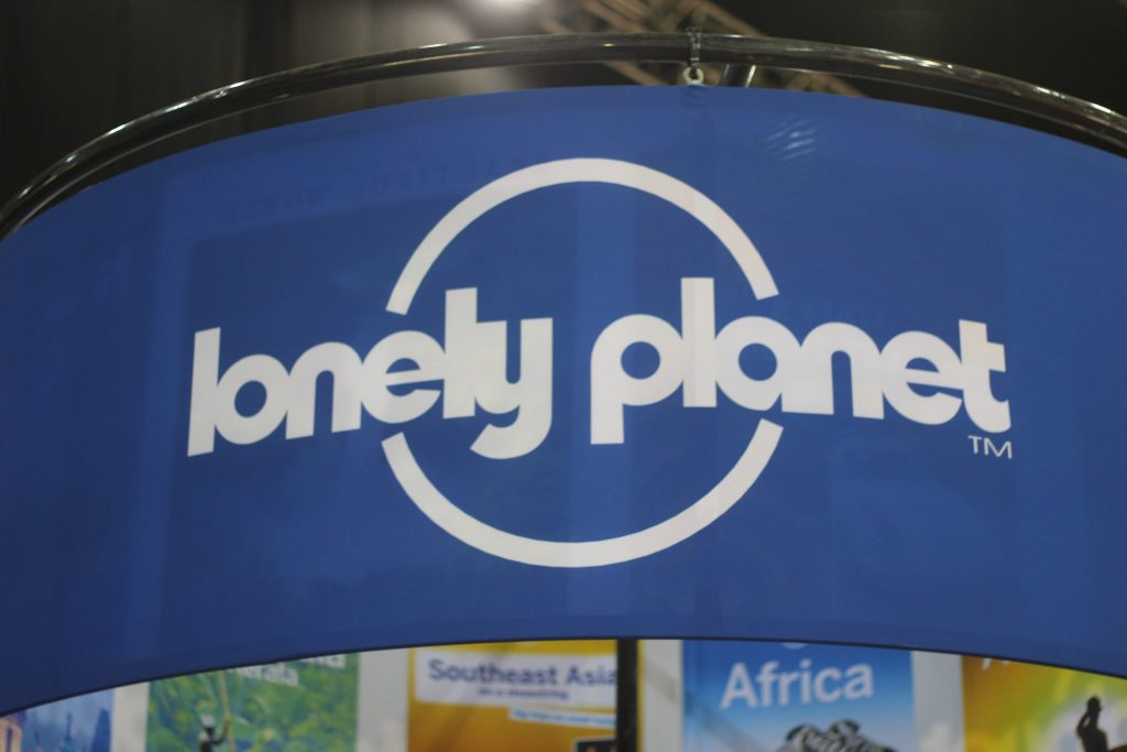 The Lonely Planet logo at the London Book Fair 2014. The company has a new CEO.