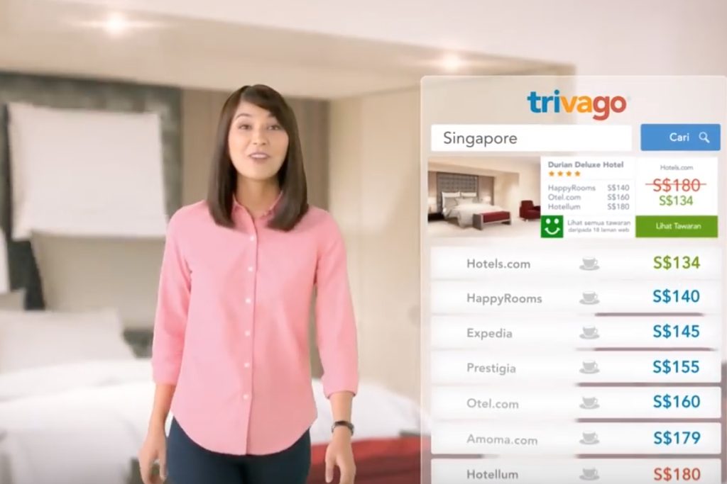 A still from a TV commercial in Singapore. Trivago has counterpart actors worldwide that substitute for the Trivago Guy who is famous in the U.S. and Western Europe. The hotel search company reported its earnings on Wednesday. 