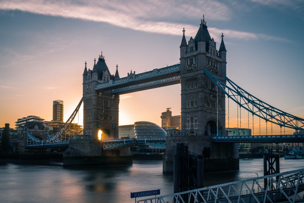 Tower Bridge in London is shown in this photo from November 2018. The UK saw international visitor numbers and spending drop last year.