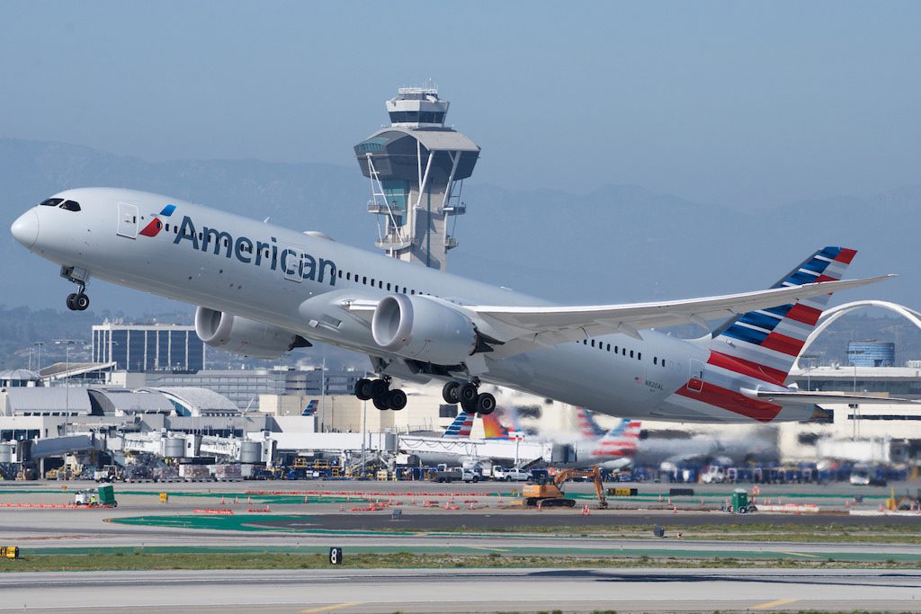 An American Airlines Boeing 787-9 takes off in Los Angeles. The airline may use future Dreamliner delivers to open new routes in Africa and India. 