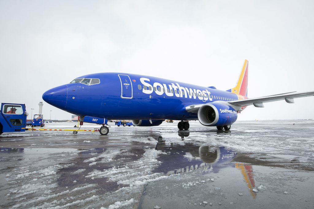 Southwest is negotiating with its mechanics union. Pictured is one of the airline's Boeing 737s in Salt Lake City.