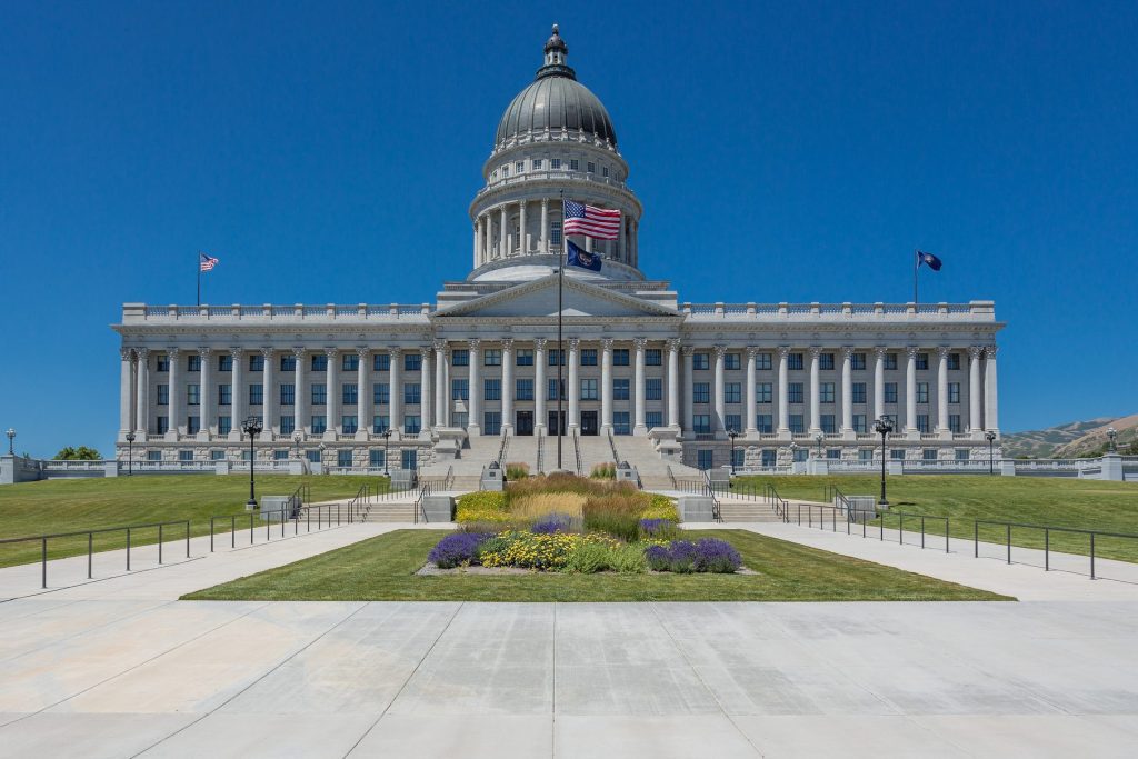 The Utah state capitol building in Salt Lake City on June 27, 2012. Travel advisors in the U.S. states of Connecticut, Utah, and Nebraska are mobilizing for a fight against tax proposals.