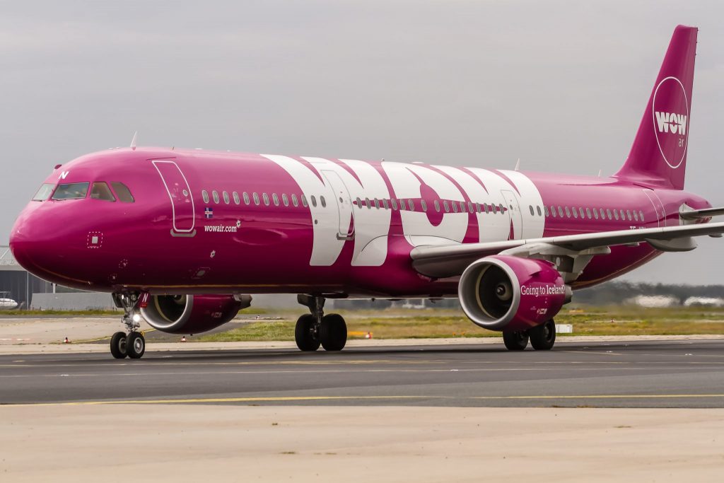 A Wow Air Airbus A321. The airline is talking to Icelandair about a potential deal.