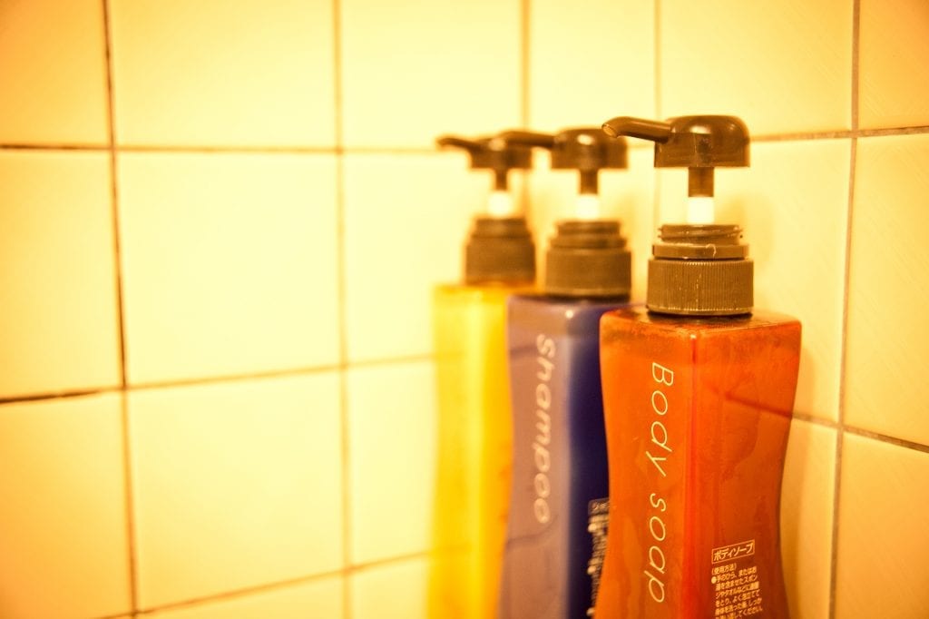 Hotel shower dispensers in Japan on Feb. 20, 2011. Hotels are deeply reliant on plastics, and many travelers expect them as well. 