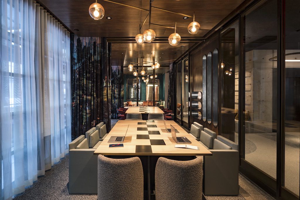 Flexible meeting space at the Moxy Chelsea in New York City.
