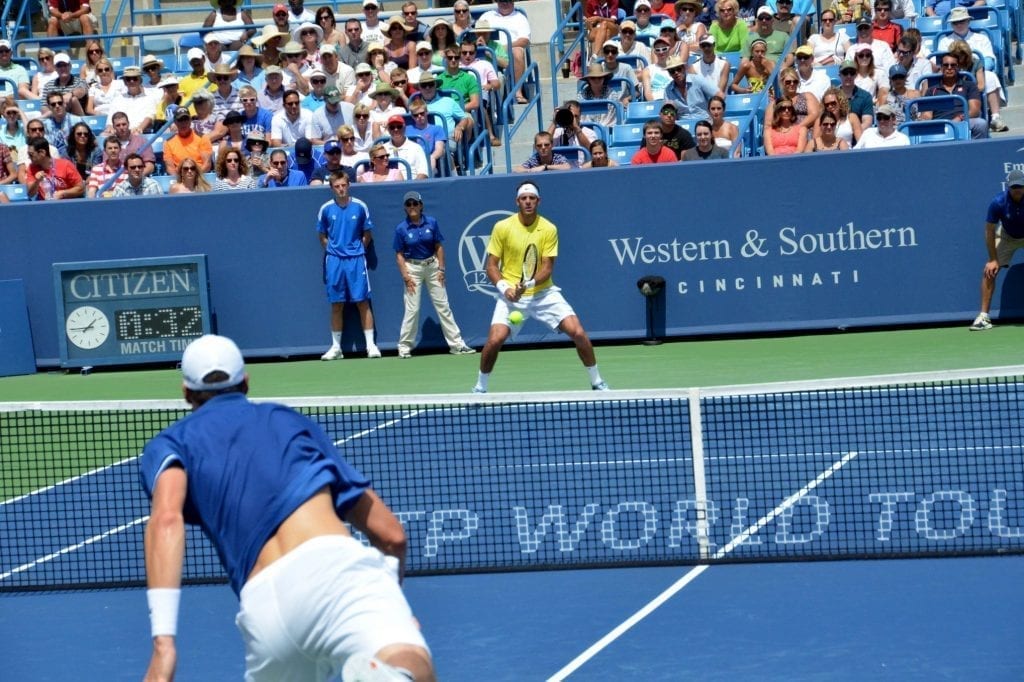 Tennis action at the Western & Southern Open. Cincinnati is using the tournament to boost tourism.