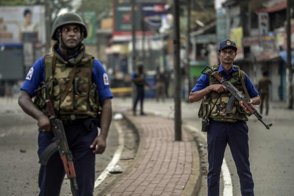 Security personnel standing guard in Sri Lanka after Easter attacks. Travel advisors have resources to try to keep travelers informed about security risks.