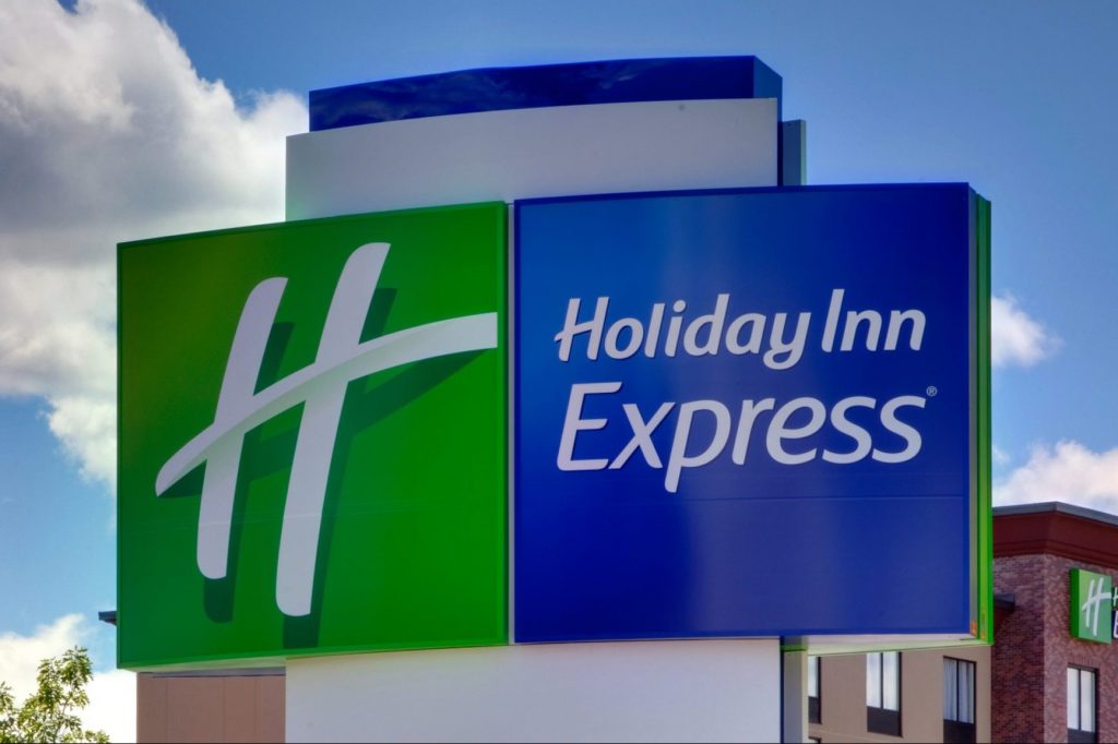 Sign outside a Holiday Inn Express