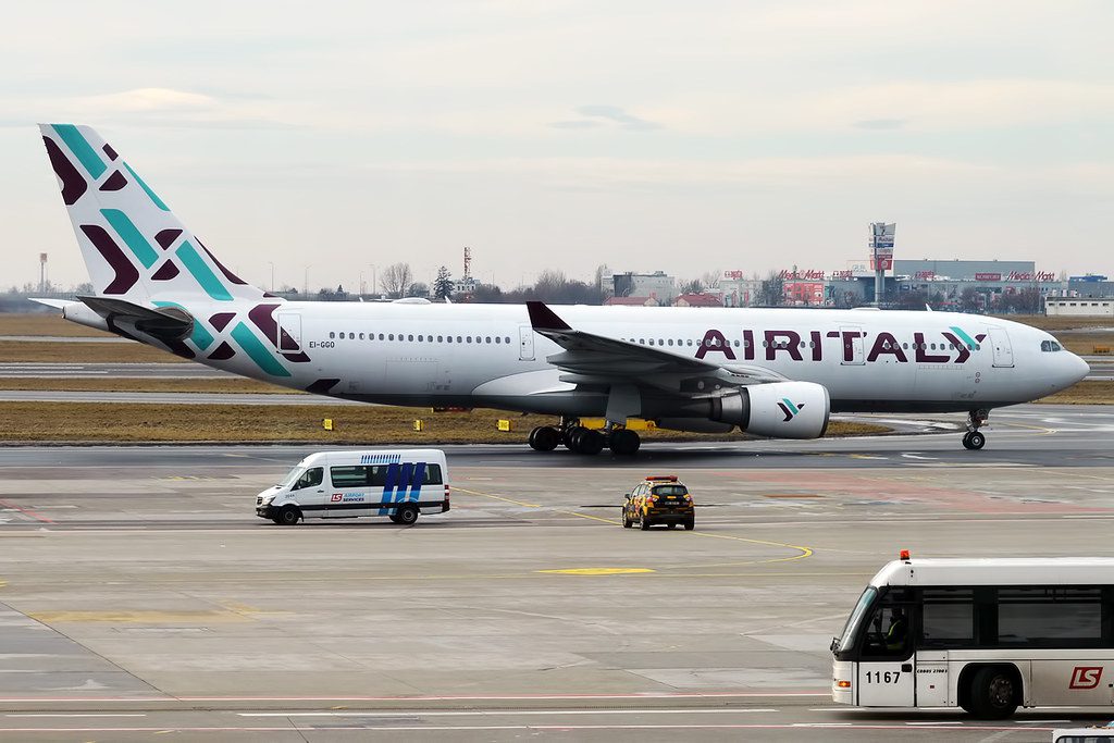 An Air Italy Airbus A330. This airplane was delivered new to Qatar Airways in 2003.