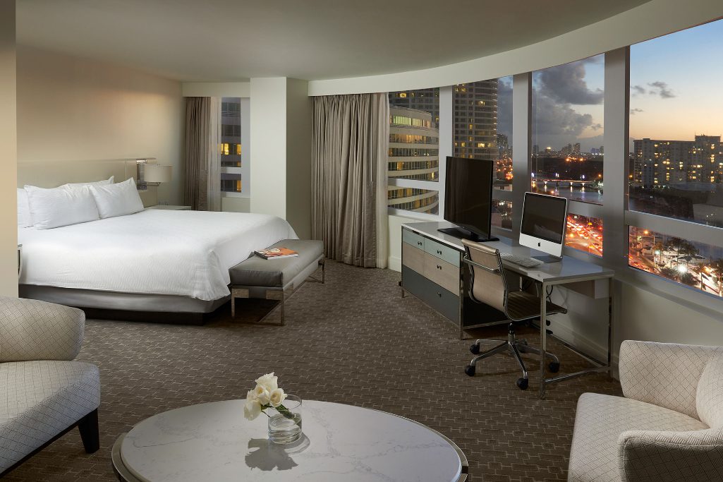 A view of a junior suite at the Fontainebleau Miami Beach hotel, which is a customer of Cendyn, a travel tech firm that has received additional investment from private equity.