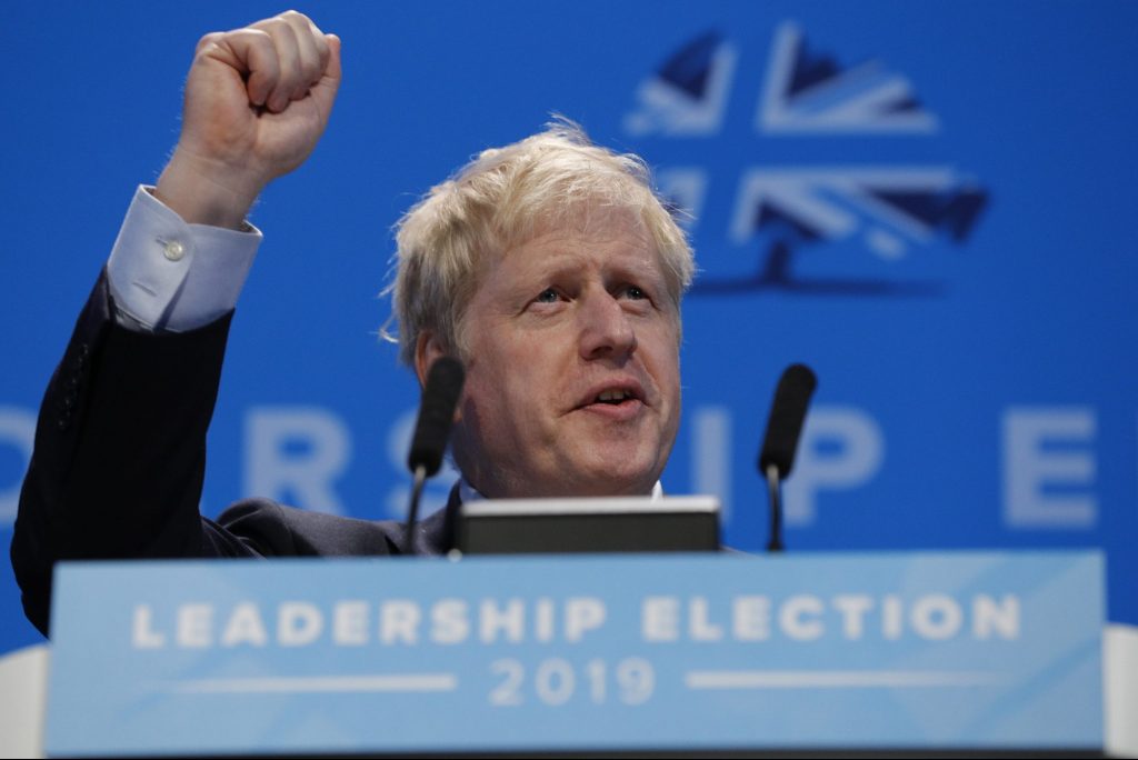 Boris Johnson, one of the two candidates to become the new leader of the Conservative Party and therefore the new UK Prime Minister. The UK's new departure date is October 31.