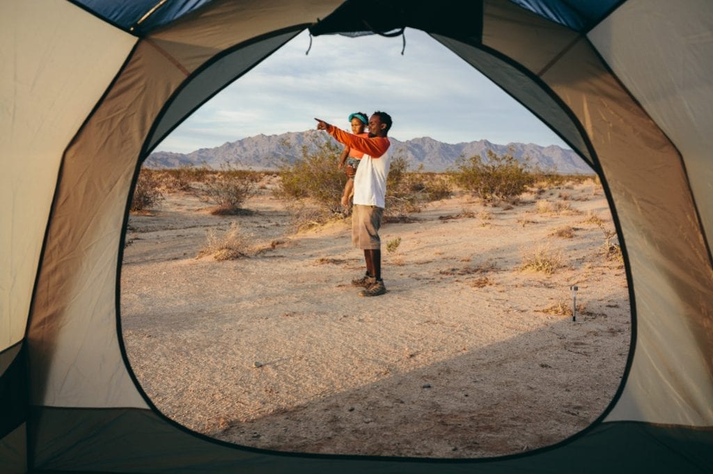 A tent put up on rented out land about a half-hour from Joshua Tree National Park in California. Outdoors' executives are trying to figure out how to best use technology to serve their marketplaces.