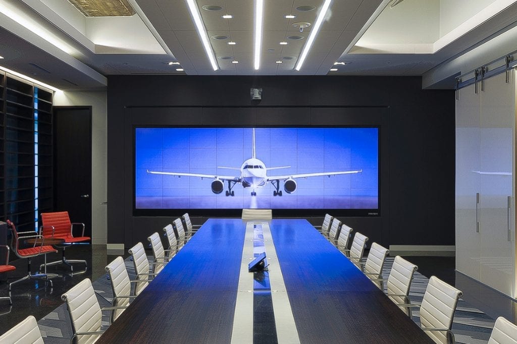 A view of a conference room at the headquarters of travel technology company Sabre in Southlake, Texas.
