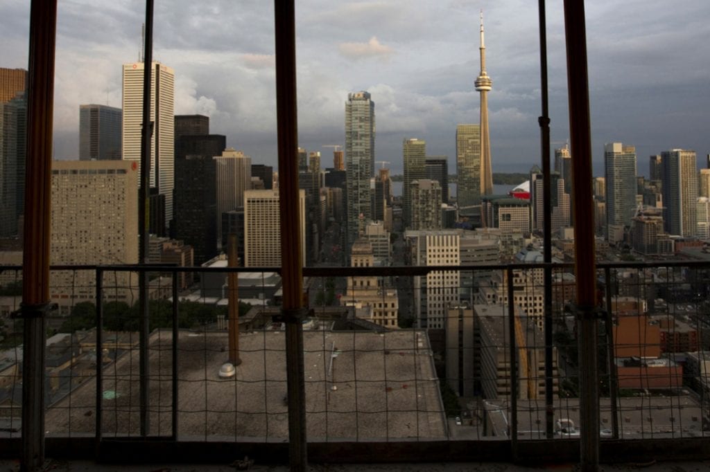 The Toronto city skyline with various hotels to choose from is seen from a building under construction in 2013. 