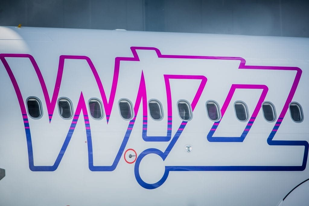 The side of a Wizz Air A321. The carrier is upping its capacity growth for the rest of the year.