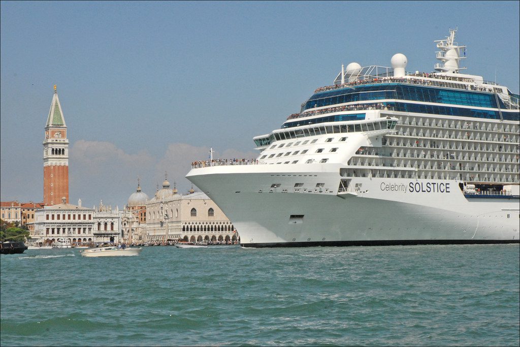 The Celebrity Solstice approaches Venice. 